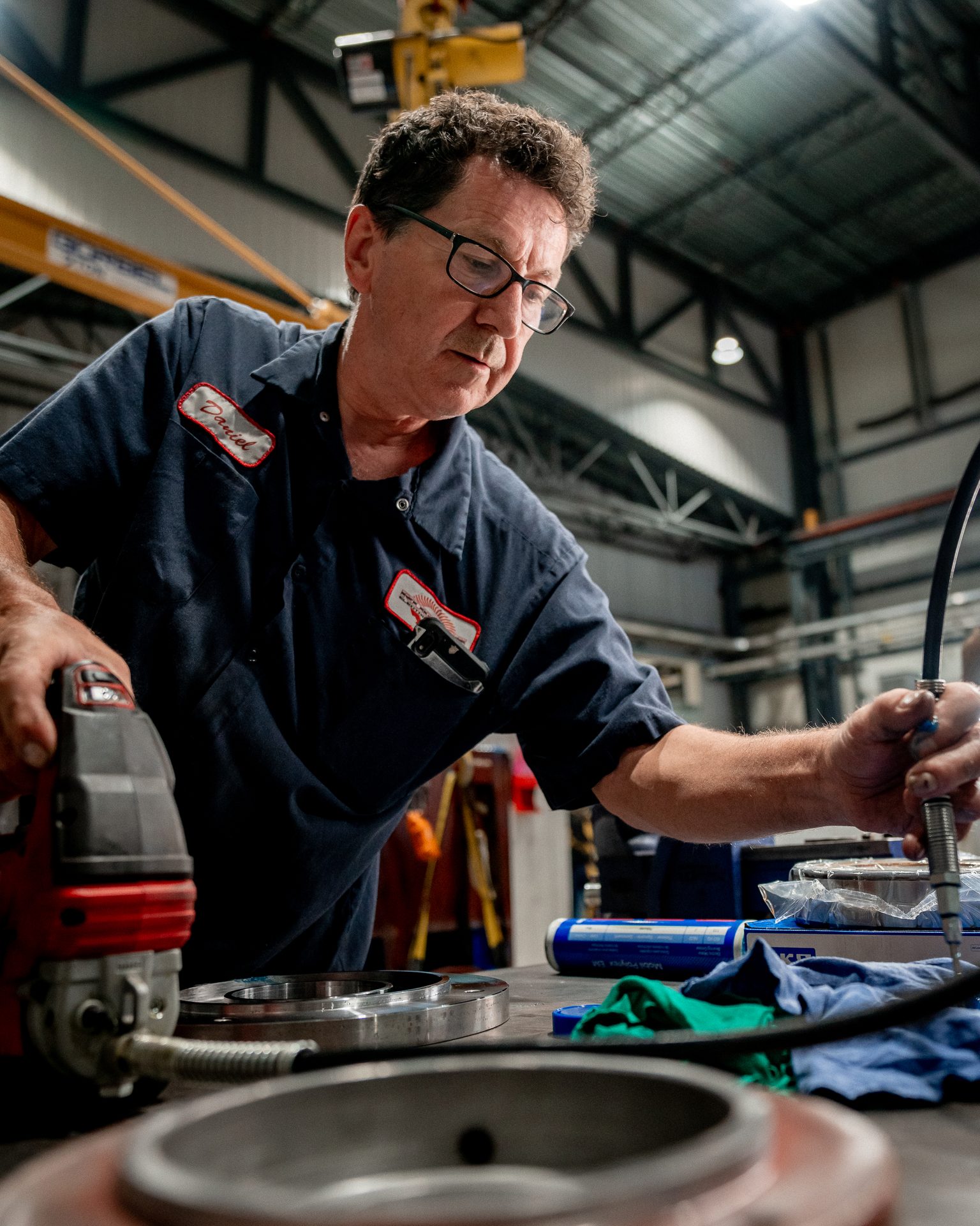 Rogers technician rewinding an electric motor