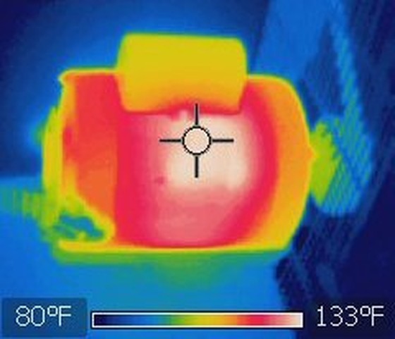 Infrared thermal image of an electric motor showing its heat signature