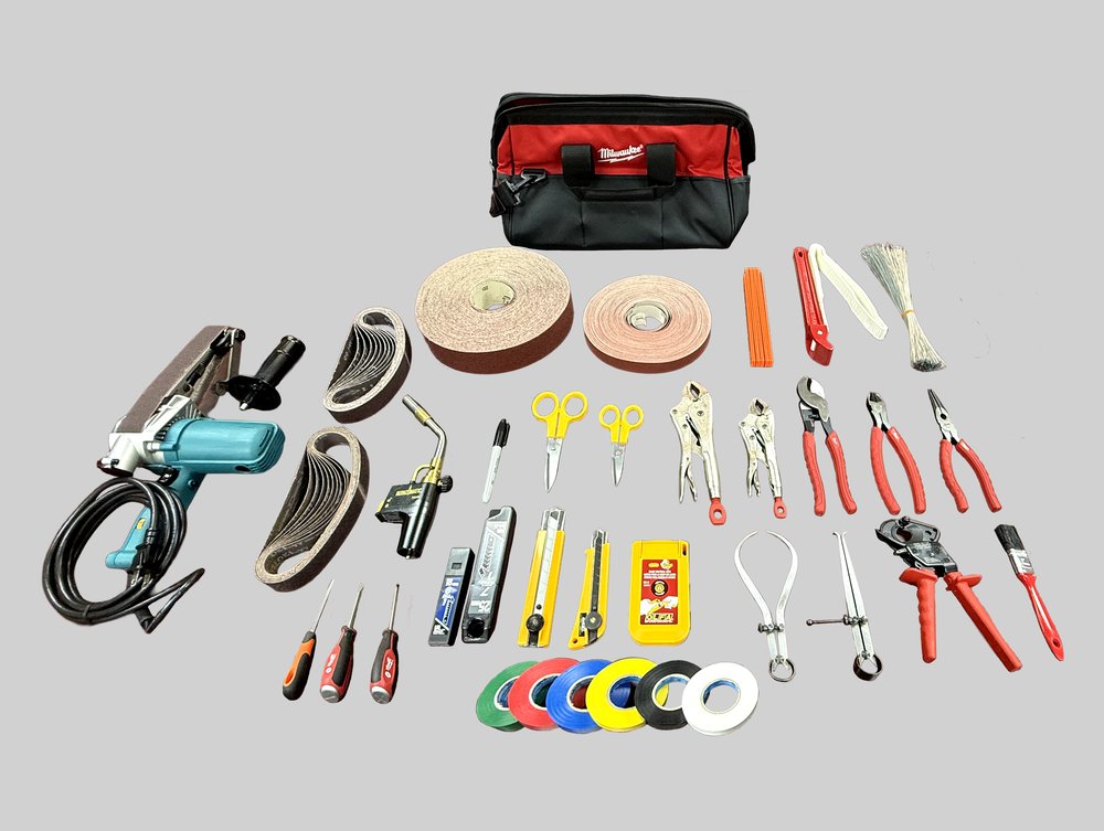 MCS cable repair tool kit and tapes